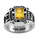 Sterling Silver 10K 14K 18K Gold Custom  Birthstone Engraved Class Ring for Men