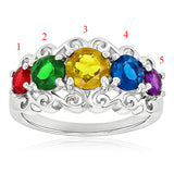 Sterling Silver 2-5 Birthstones Family Ring Gifts for Mother's Day