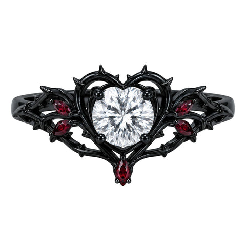 Sterling Silver 10K 14K 18K Gold Custom Engraved  Moissanite Gothic Ring for Women Halloween Gift