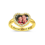 10K 14K 18K Gold Moissanite Custom Heart Photo Ring