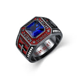 Sterling Silver Personalized Colorful Class High School  Graduation University College Ring for Men