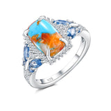 Sterling Silver Cushion Marquise Pear Round Oval Cut Turquoise Engagement Ring for Women