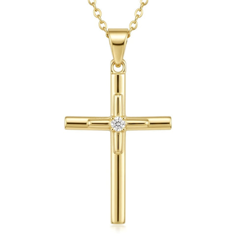 Minimalist Cross Pendant Necklace 14K Gold Plated for Women Faith Jewelry Religious Gifts