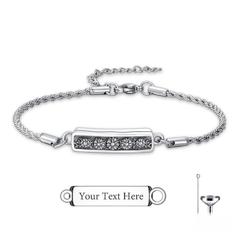 Sterling Silver Bee Celtic Knot Hummingbird Rose Sunflower Bar Urn Bracelet for Ashes