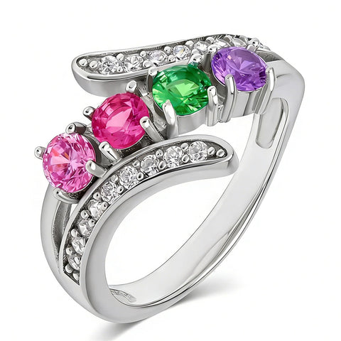 Sterling Silver 2-5 Birthstones Family Ring Gifts for Mother's Day