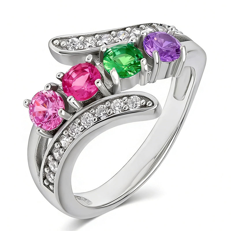 Sterling Silver 2-5 Birthstones Family Ring Gifts for Mother's Day