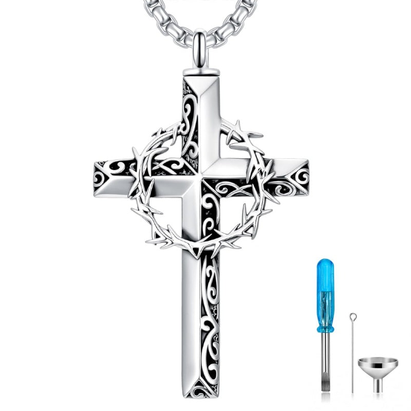 Sterling Silver Cross Hummingbird Cardinal  Rose Sunflower Urn  Necklace for Ashes Cremation Jewelry