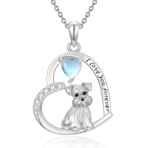 Sterling Silver Pitbull Yorkie Schnauzer Pendant Necklace Gifts for Women