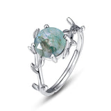 Natural Moss Agate 925 Sterling Silver Adjustable Rings For Women Green Gems Engagement Wedding Jewelry Gift