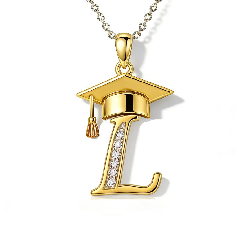 Initial  Graduation 14K Gold Plated Inspiring Grad Pendant Necklace Graduations Jewelry Gifts