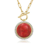 Sterling SilverTurquoise Red Coral Lapis Lazuli Malachite Paperclip Chain Necklace