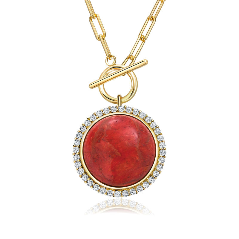 Sterling SilverTurquoise Red Coral Lapis Lazuli Malachite Paperclip Chain Necklace