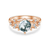 Sterling Silver 1ct Natural Moss Agate Ring Green Moss Agate Engagement Ring Women Wedding Ring Set Jewelry Gift