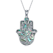 Hamsa Hand of Fatima Tree of Life Necklace for Women 925 Sterling Silver Pendant Necklace Jewelry Gifts