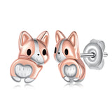 Corgi Earrings for Girls 925 Sterling Silver Corgi Stud Earrings Kawaii Corgil Animal Jewelry Gifts for Girls Women Corgi Lovers