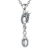 Sterling Silver Horse Turtle Dragon Masks Spoon Pendant Necklace