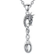 Sterling Silver Horse Turtle Dragon Masks Spoon Pendant Necklace
