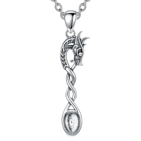 Sterling Silver Horse Turtle Dragon Masks Spoon Pendant Necklace