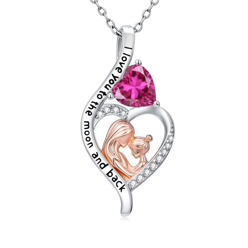 14K Gold Plated Birthstone Heart Infinity Necklace Mother's Day  Gift