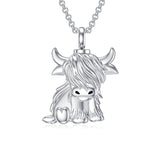 Sterling Silver Highland Cow Urn Necklace for Ashes