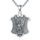 Sterling Silver Crown of Thorns Jesus St Benedict St Michael Pendant Necklace