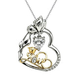 14K Gold Plated Birthstone Love Rose Pendant Necklace Anniversary Christmas Birthday Jewelry Gifts for Women