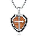 Sterling Silver Wooden Cross Pendant Necklace