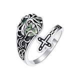 Sterling Silver Vintage Moonstone Turquoise Moss Agate Opal Tree of Life Spoon Rings