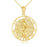 14K Real Gold Patron Saint Necklace Religious Protection Pendant 14K Solid Gold Jewelry Gifts for Men Women