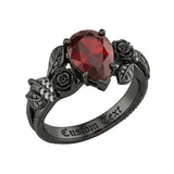 Sterling Silver Personalized Birthstone Punk Skull Bat Snake Ring Goth Jewelry for Halloween Birthday
