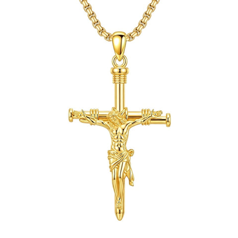 14K Gold Plated Cross Pendant Necklace Religious Confirmation Jewelry