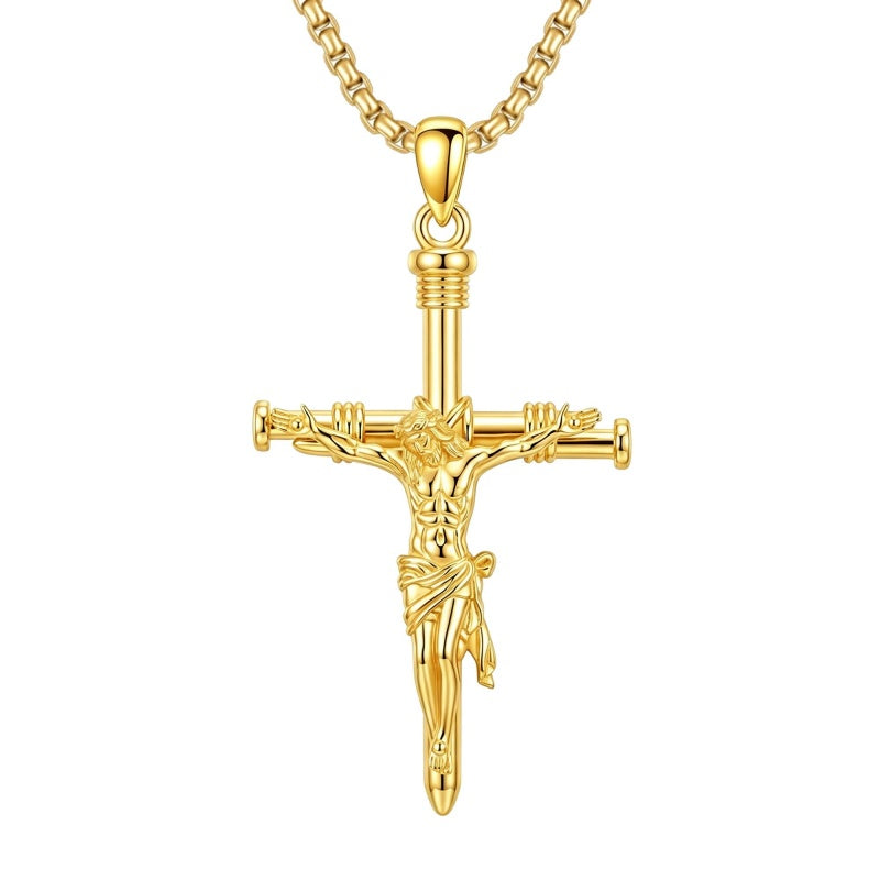 14K Gold Plated Cross Pendant Necklace Religious Confirmation Jewelry