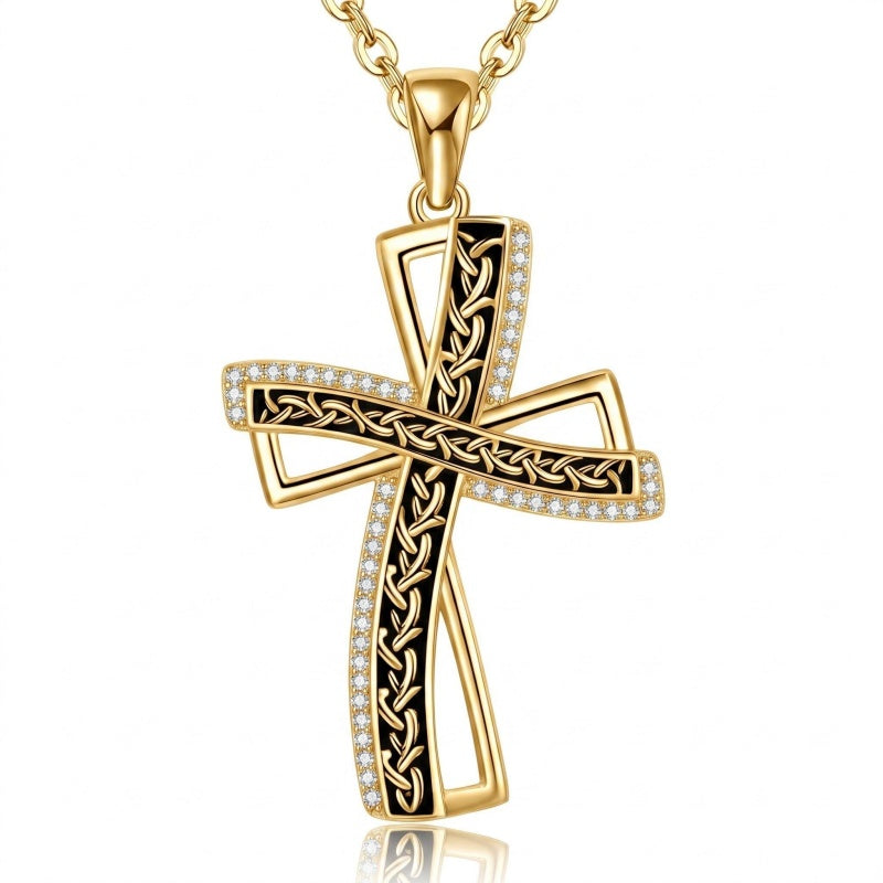 14K Gold Plated Cross Necklace for Women