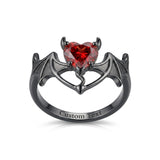 Sterling Silver Personalized Birthstone Punk Skull Bat Snake Ring Goth Jewelry for Halloween Birthday