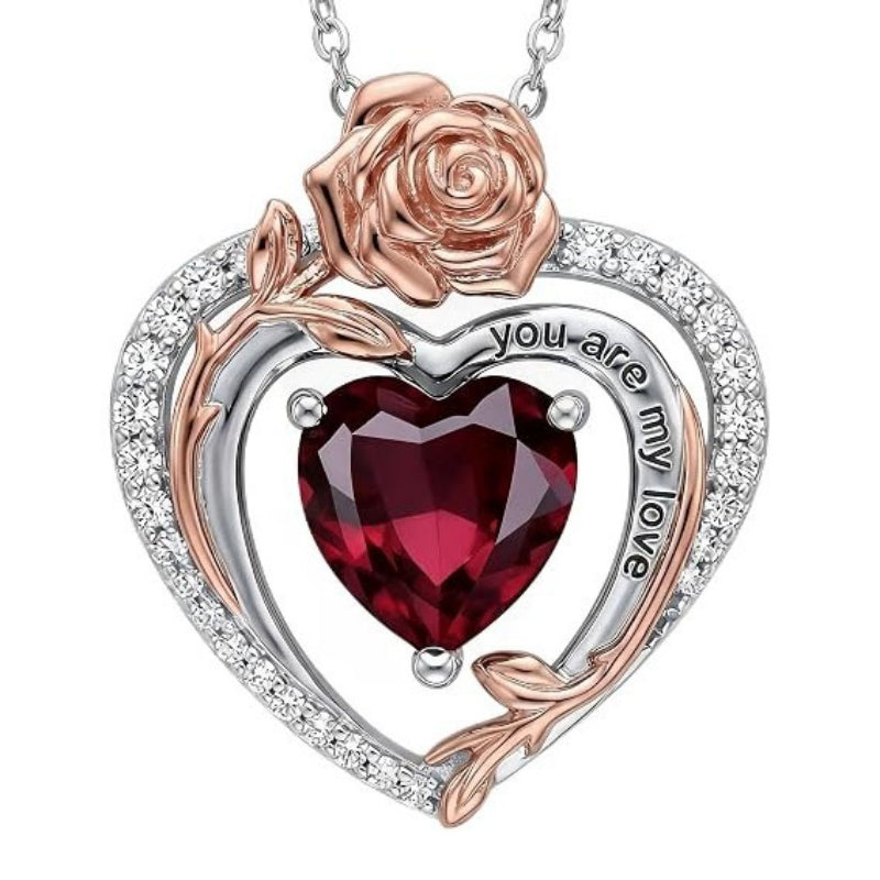 14K Gold Plated  Birthstone Rose Flower Necklaces for Women