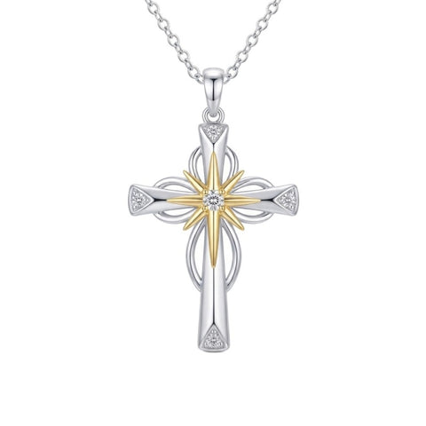 Sterling Silver Cross Pendant Necklace Gift for Anniversary Christmas