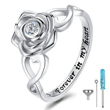 Rose Flower Cremation Urn Ring for Ashes 925 Sterling Silver Cremation Keepsake Ring Jewelry for Women Mom
