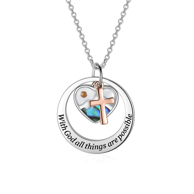 Faith Mustard Seed Sterling Silver Cross Charm Pendant Necklace