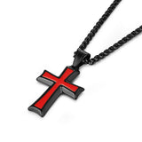 Mens Stainless Steel Cross Pendant Necklace Flower Basket Chain