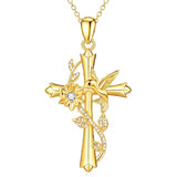 14K Gold Plated Cross Necklace for Women