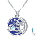 Sun Moon Urn Necklace for Ashes 925 Sterling Silver Moonstone Cremation Necklace Memorial Keepsake Necklace Cremation Jewelry Gifts for Women