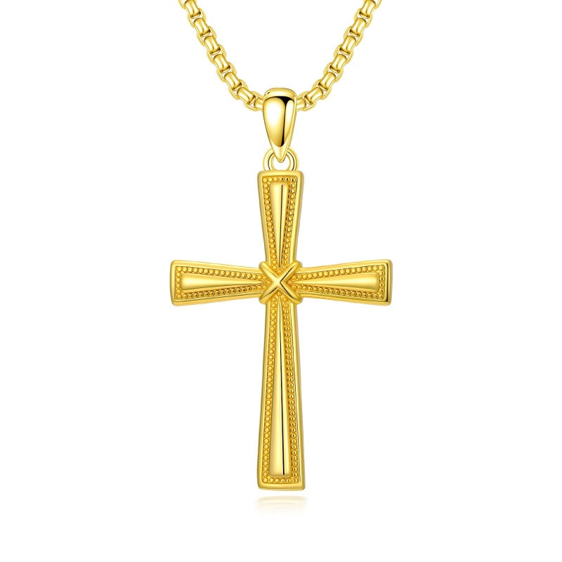 Cross Pendant Necklace  14K Gold Plated Christian Faith Jewelry