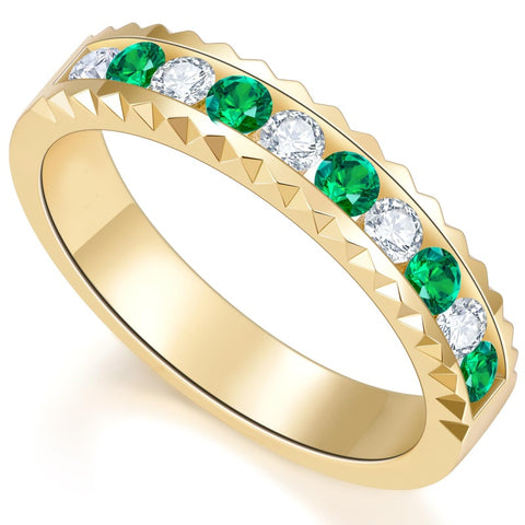14K Gold Plated Moissanite or Lab-Grown Emerald Dainty Eternity Wedding Rings Birthday Jewelry for Her