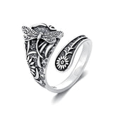 Sterling Silver Turquoise Hummingbird Butterfly Sunflower Adjustable Spoon Ring