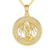 14K Gold Dragon Necklace Christmas Gifts Irish Celtic Knot Dragon Pendant Necklace Jewelry for Women Girls