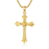 14K Gold Plated Cross Pendant Necklace for Men Religious Jewelry Christian Gift
