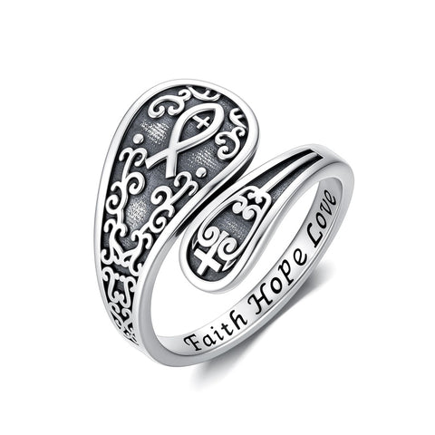 Sterling Silver Dragonfly Jesus Fish Adjustable Spoon Ring for Women