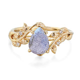 Sterling Silver 10K 14K 18K  Gold Pear Gemstone Vintage Engagement Wedding Promise Anniversary Ring