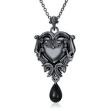 Sterling Silver Gothic Witches Heart Pendant Necklace