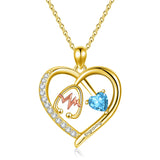 10K 14K 18K Gold Heart Birthstone Personalized Engraved Stethoscope Pendant Necklace